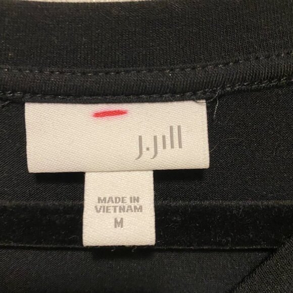 J. Jill Black Long Sleeve Round Neck Drawstring Waist Sheath Dress Size M - Picture 3 of 6